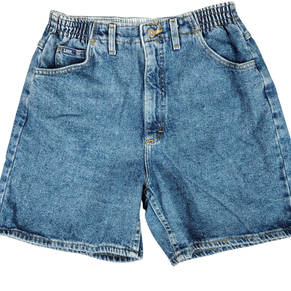 Lee Womens 28" High Waisted Denim Shorts Blue Cotton Vintage 90s Mom Core